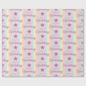 Rosa Starfish Happy Wedding farbenfroher gestreift Geschenkpapier (Flach)