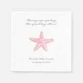 Rosa Starfish Hochzeit oder Girl Duschnapfins Serviette (Vorderseite)