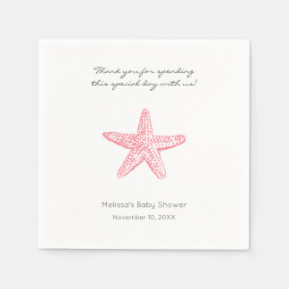 Rosa Starfish Hochzeit oder Girl Duschnapfins Serviette