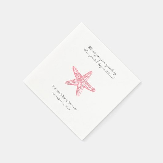 Rosa Starfish Hochzeit oder Girl Duschnapfins Serviette (Ecke)