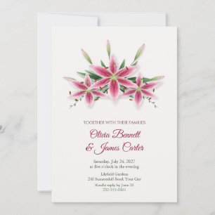 Rosa Stargazer-Lilien-Hochzeitseinladung Einladung