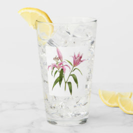 Rosa Stargazer Lily Botanische Kunst Glas