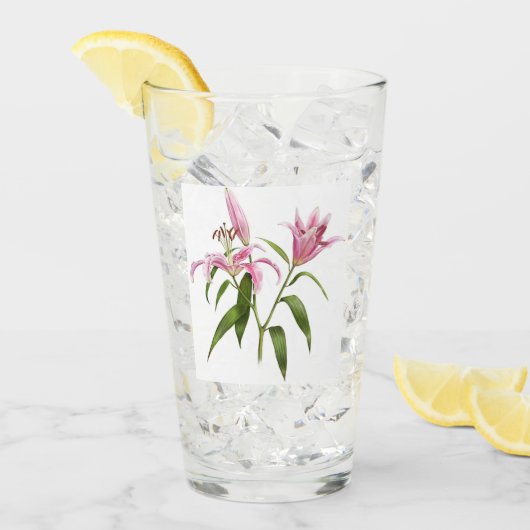 Rosa Stargazer Lily Botanische Kunst Glas