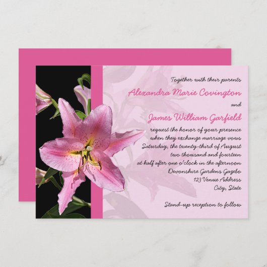 Rosa Stargazer Lily Wedding Einladung 2 (Vorne/Hinten)