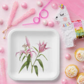 Rosa Stargazer Orientalische Lily Botanische Kunst Pappteller (Party)