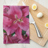 Rosa Stargazerlilien Küchentuch (Viertel Falte)