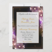 Rosa Starlight Blume/Goldtrimmung Einladung (Rückseite)