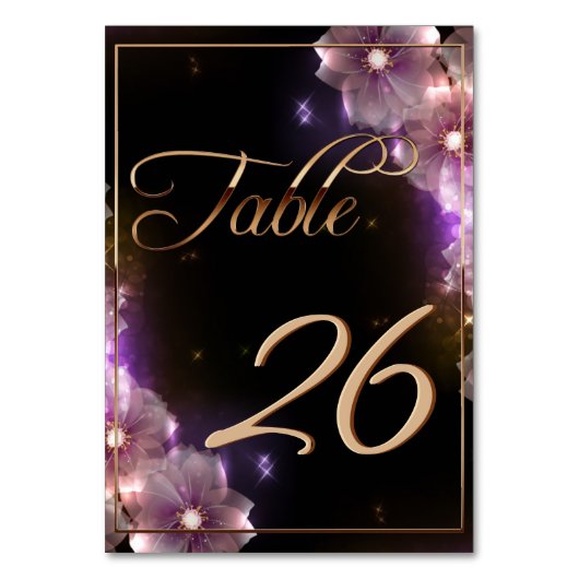 Rosa Starlight Blume/Goldtrimmung Tischnummer (Vorderseite)