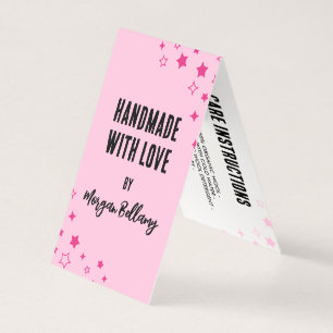Rosa Stars handgefertigt mit Liebe Hang Tag