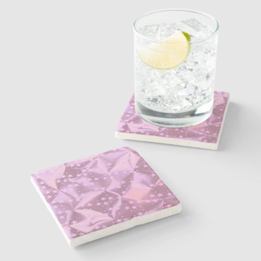 Rosa Stars Imitate aus gebürstetem Metall Steinuntersetzer (Seitenansicht)