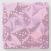 Rosa Stars Imitate aus gebürstetem Metall Steinuntersetzer (Vorderseite)