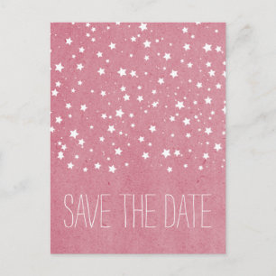 Rosa Startnight Save the Date Postkarte