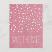 Rosa Startnight Save the Date Postkarte (Vorderseite)