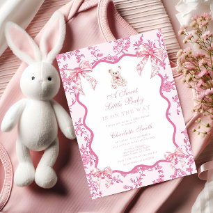 Rosa Staub Baby Shower Vintage Floral Französische Einladung
