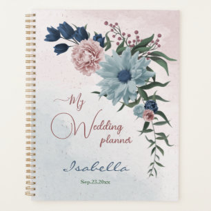 rosa staubblau marineblau floral grün Hochzeit Planer