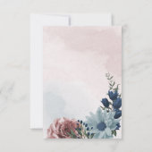 Rosa, staubblaue und marineblaue Blumen Dankeskarte (Rückseite)