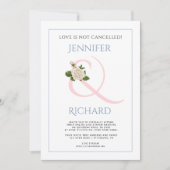 Rosa staubblauer Ampersand und Rose virtuelle Hoch Einladung (Vorderseite)