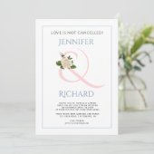 Rosa staubblauer Ampersand und Rose virtuelle Hoch Einladung (Stehend Vorderseite)