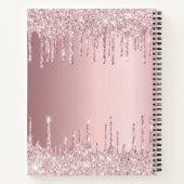 Rosa staubige Rose Glitzer Tropfen Monogramm Luxus Notizblock (Rückseite)