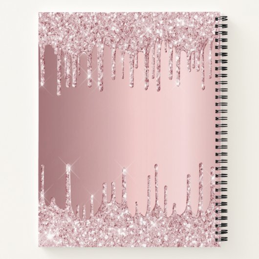 Rosa staubige Rose Glitzer Tropfen Monogramm Luxus Notizblock (Rückseite)