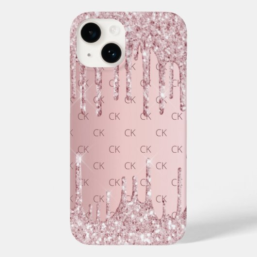 Rosa staubige Rose Monogramm Initialen Tropfen Case-Mate iPhone Hülle (Rückseite)