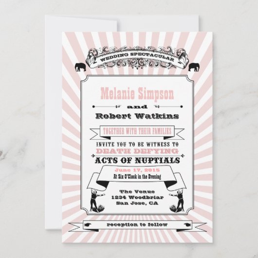 Rosa Steampunk Circus Einladung - Basispapier (Vorderseite)