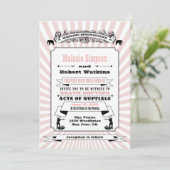 Rosa Steampunk Circus Einladung - Basispapier (Stehend Vorderseite)