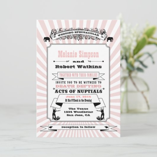 Rosa Steampunk Circus Einladung - Basispapier (Stehend Vorderseite)