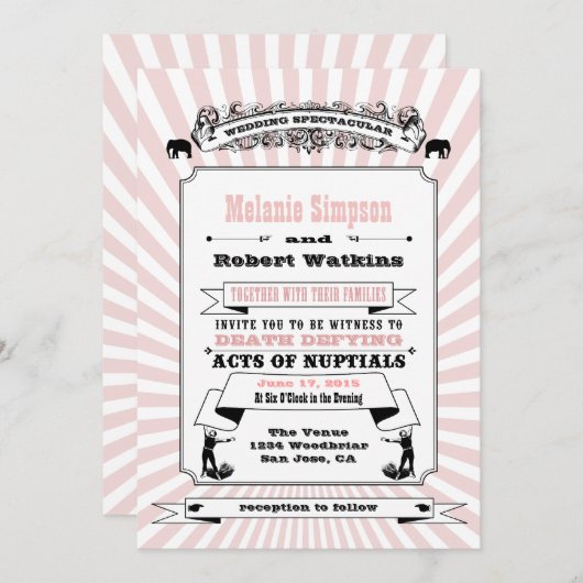 Rosa Steampunk Circus Einladung - Basispapier (Vorne/Hinten)