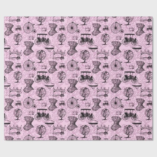 Rosa Steampunk Muster-Packpapier Geschenkpapier (Flach)