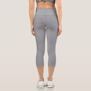 Rosa Steel Wort graue Caprihose Capri Leggings