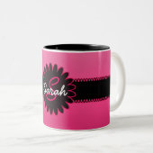 Rosa Steigungs-Monogramm Zweifarbige Tasse (VorderseiteRechts)