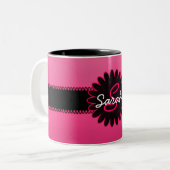 Rosa Steigungs-Monogramm Zweifarbige Tasse (Vorderseite Links)