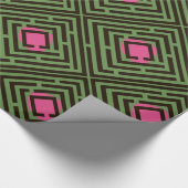 Rosa Stellen-Schwarz-Labyrinth-Muster auf Geschenkpapier (Ecke)