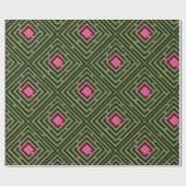 Rosa Stellen-Schwarz-Labyrinth-Muster auf Geschenkpapier (Flach)