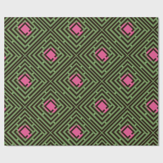 Rosa Stellen-Schwarz-Labyrinth-Muster auf Geschenkpapier (Flach)