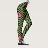 Rosa Stellen-Schwarz-Labyrinth-Muster auf Leggings (Rechts)