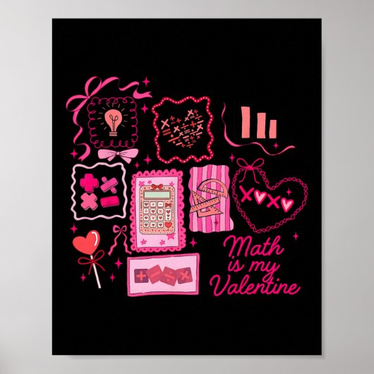 Rosa Stempel-Mathematik ist mein Valentins- Mathle Poster (Vorne)