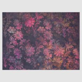 Rosa Stencil-Blume auf dunklem Decoupage Seidenpapier