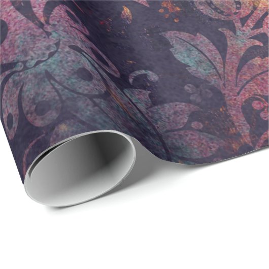 Rosa Stencil-Blume Geschenkpapier (Rolleneckpunkt)