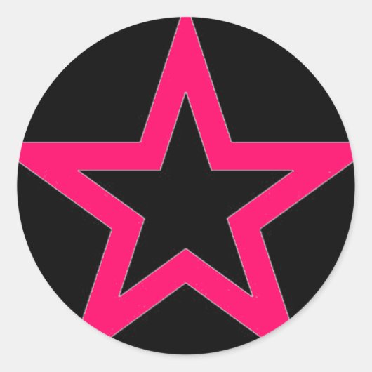 Rosa Stern auf schwarz - Aufkleber (Vorderseite)