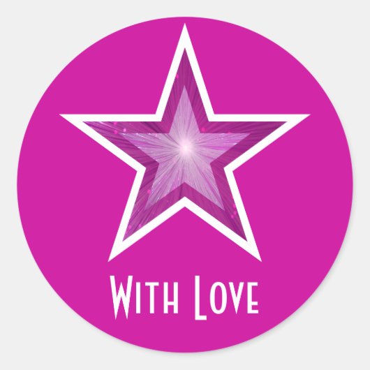 Rosa Stern "mit Liebe" Rundaufkleber pink Runder Aufkleber (Vorderseite)