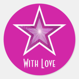 Rosa Stern "mit Liebe" Rundaufkleber pink Runder Aufkleber