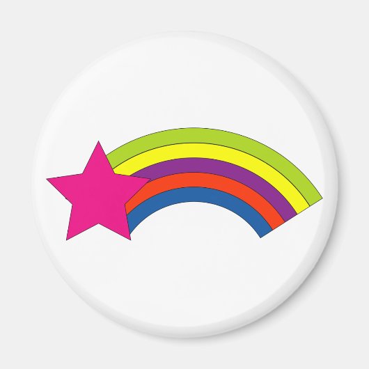Rosa Stern Regenbogen Bunt Magnet (Vorne)