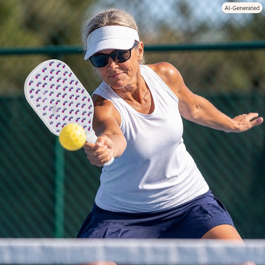 Rosa Stern und farbenfrohes Regenbogenmuster Pickleball Schläger