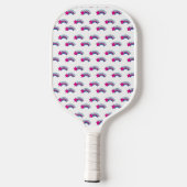 Rosa Stern und farbenfrohes Regenbogenmuster Pickleball Schläger (Rückseite)