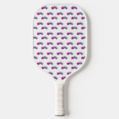 Rosa Stern und farbenfrohes Regenbogenmuster Pickleball Schläger (Vorderseite)