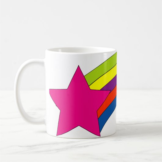 Rosa Stern und Regenbogen Niedlich Kaffeetasse (Links)