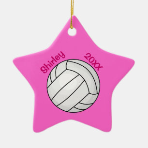 Rosa Stern-Volleyball-Weihnachtsbaum-Verzierung Keramikornament