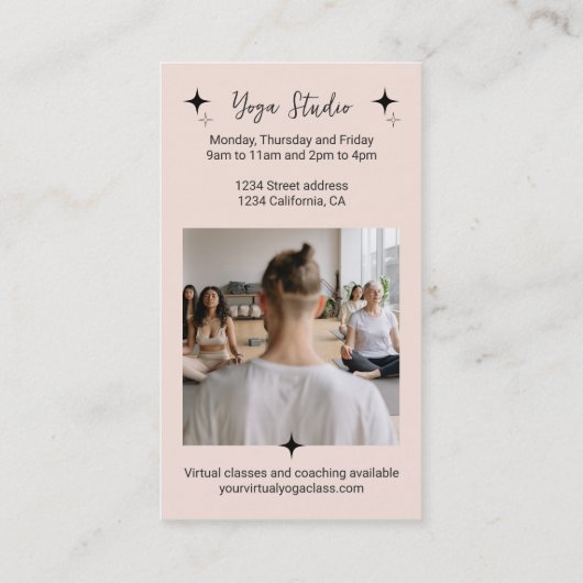 Rosa Stern Yogalehrer Lehrer Visitenkarte (Rückseite)